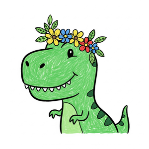 T-Rex Softened by a Delicate Flower Crown